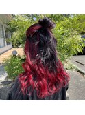 ☆レッドインナーカラー、ハーフアップアレンジ☆