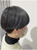 #ショート#マッシュ#透明感カラー#グレー#ブリーチ