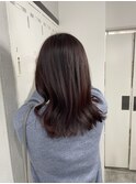 レッドブラウン×ミディアムヘア