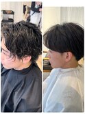 メンズカット/パーマ落とし/韓国風センターパート