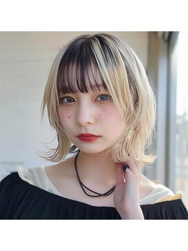 レヴ 草加店(LEV.) 韓国マッシュこなれミディウェーブパーマアンブレラカラー