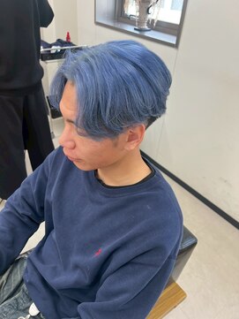 アリープパロット(ALEAP parrot) メンズカット/韓国風/センターパート/アイスブルー