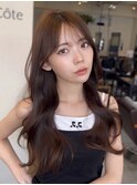 レイヤーロング/韓国レイヤー ショコラブラウンオリーブベージュ