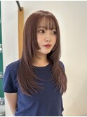【ブリーチなし】ピンクベージュ/ロング/レイヤー/淀屋橋