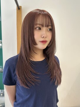 エム(M) 【ブリーチなし】ピンクベージュ/ロング/レイヤー/淀屋橋