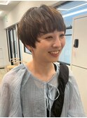 マッシュショート/透明感暗めカラー/ナチュラルブラウン/西千葉