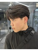 曲る縮毛矯正/メンズ縮毛/センターパート/ビジネスヘア