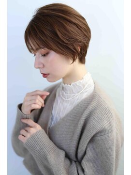 ムウ 難波(MOU) ボブクールショート前髪イメチェンピンクベージュ30代40代50代