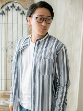 ミスターアンドミセス ファミリーカットサロンビーンズ 草加店(Mr&Mrs Beans) ダークアッシュ七三オールバックセミウェットヘアD