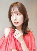 ミディアムレイヤー/切りっぱなしボブ/顔まわりレイヤー