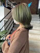 if&nbsp;ウルフカット/裾カラー/ネオングリーン/ミルクティーベージュ