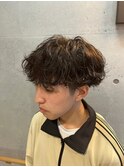波巻きスパイラルパーマ刈り上げマッシュメンズパーマ