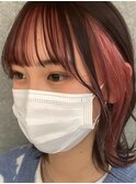 前髪インナーカラーピンク！