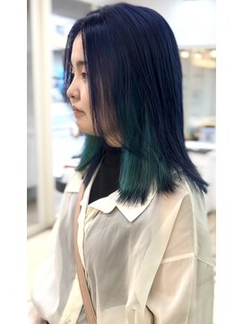 グラスペディア(graspedia) 切りっぱなしミディアム/ツートーンカラー/ブルーアッシュ