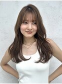 星華,小顔,マロンベージュ,姫カットレイヤー,韓国風巻き