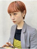 ★夏◎アプリコットオレンジ艶髪レイヤーボブ