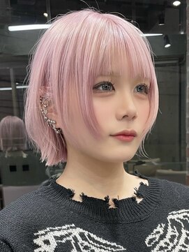 サンクマーケット 渋谷(cinq MARKET) 渋谷ブリーチカラータッセルボブ顔周りレイヤー切りっぱなしボブ