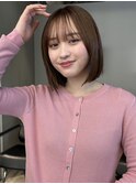 大人ボブ渋谷レイヤーカットミディアムボブブラウンベージュ