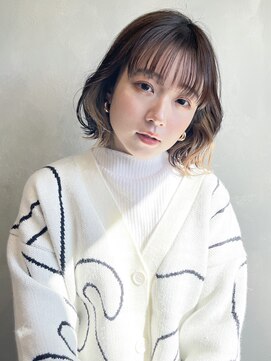 アイティーバイアルバム 八王子店(IT by ALBUM) くびれボブくびれヘア_斜めバンググレージュカラー_39182