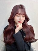 韓国ヘアレイヤーカット顔周りカットブリーチなしダブルカラーA
