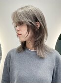 オリーブグレー/暗めカラー/クラゲヘアー/ミディアムヘア
