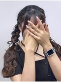 髪リボンツインテール