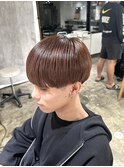 men'sブラウンカラー刈り上げマッシュ