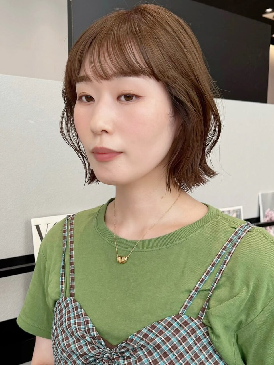 あごラインボブ*ミニボブ*切りっぱなしボブ*前髪ありボブ*黒髪