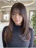 桑名ロングレイヤーカットハッシュカット透明感カラー重めロング