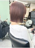 タッセルボブピンクブラウンピンクベージュ顔まわりレイヤー
