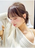 セミロング30代40代ストレートレイヤー前髪なし前髪あり表参道