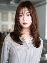 レノラ 髪質改善カラー 本町(LENORA) ミルクブラウンハッシュカットミディアムレイヤー