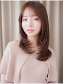 艶感ストレートバタフライカット美髪レイヤーロング30代40代Y