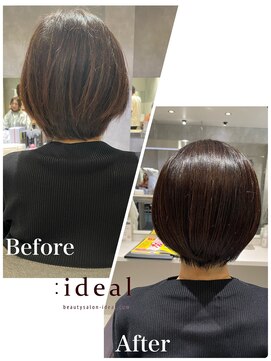 アイディール 心斎橋店(:ideal) 艶の出る、髪に優しい白髪染め×美シルエット☆ショートボブ
