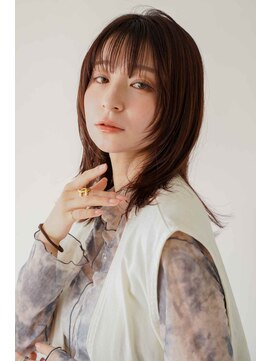 シェル 立川(shell) くびレイヤーエモージュ前髪モテベージュレイヤーミディ【立川】