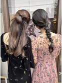 ヘアセット/ハーフアップ/編み下ろし/結婚式ヘア