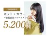 ★平日特別価格★　カラー+カット+髪質改善トリートメント　5200円