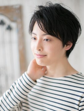 メンズヘア ビーセカンド 草加店(MENS HAIR B-2) 20代30代ナチュラル七三分け短髪ブラック就活メンズカットa草加