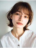 くびレイヤーエモージュ前髪モテベージュレイヤーミディ/高円寺