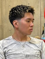 ビンゴ(BINGO) 2405黒髪ハイライトメッシュテーパーフェードアクティブショート