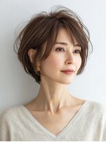 Heart's美人設計と白髪ぼかし専門店 青山表参道店 脱白髪染め/ショートヘア【ハーツ】&nbsp;白髪ぼかし脱白髪染め似合わせショートボブ40代50代60代