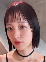 ピス 堀江(PIS) 抜け感UP★韓国風切りっぱなしボブ&艶チェリーレッド★