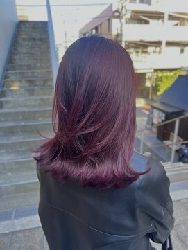 ビーチ(BEACH) ピンクラベンダー暖色系カラーブリーチなしレイヤーカット