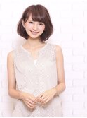 ピンクブラウンでエアリーボブスタイル