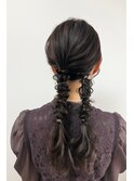 ツインの編み下ろし(ヘアセットサロンachieve)