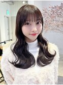 前髪カットロングくびれヘア韓国ヘア顔周りレイヤー_ba539583
