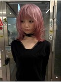ペールピンク ハイトーン ケアブリーチ ハッシュカット レイヤー