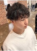 メンズアッシュカラーメンズウェーブヘアメンズパーマ
