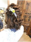 編み込みハーフアップアレンジ 【ヘアアレンジ  立川/立川南】
