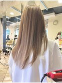 大人可愛いブリーチなし透明感ミルクティーベージュカラー